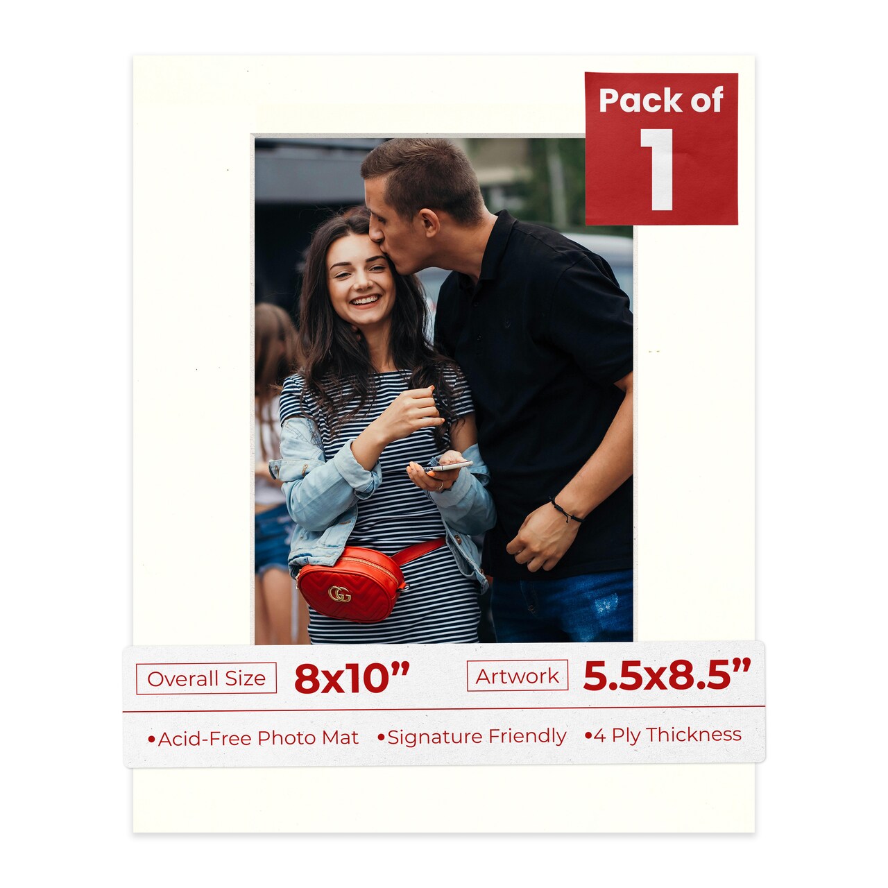 Antique White Mat Board for 8x10 Frames - Fits 5.5x8.5 Photos